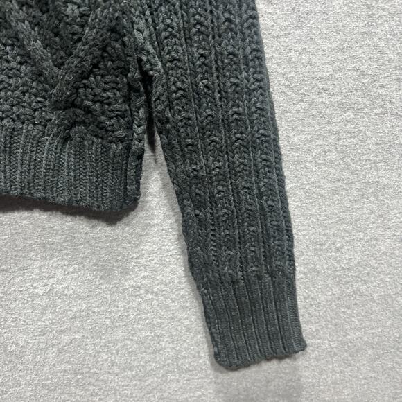 Free People Black Traveler Cable Collared V-Neck Cropped Sweater Women Size XS - Picture 6 of 14